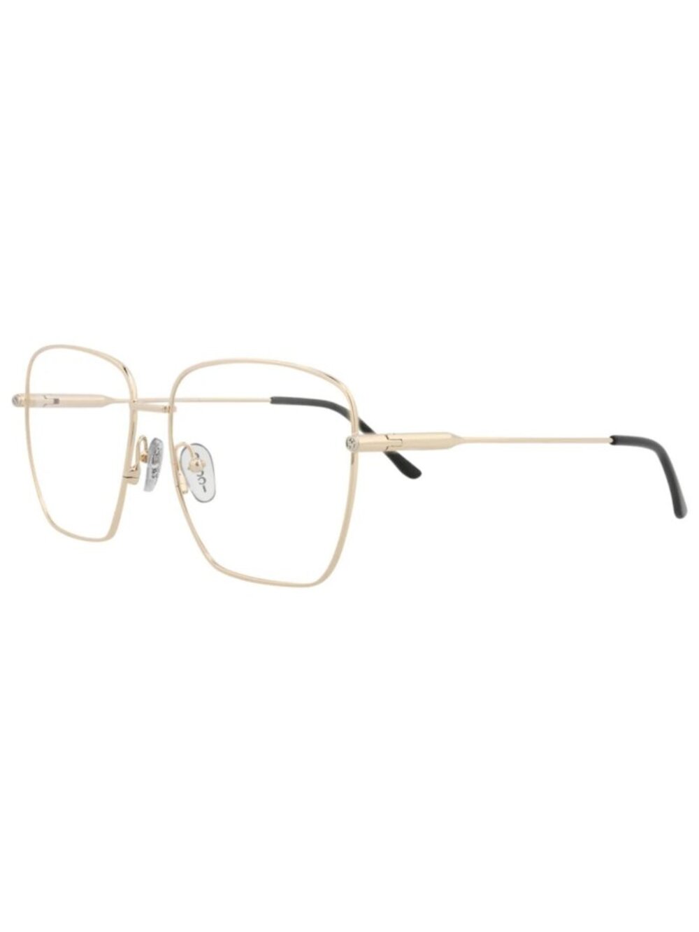 New Gucci Women's Eyeglasses Square Rectangle Metal Frame Gold Gold Transparent